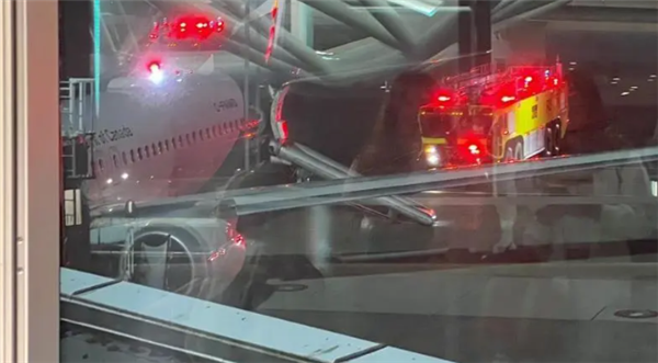 加拿大一架波音737客机发动机起火:乘客用滑梯疏散