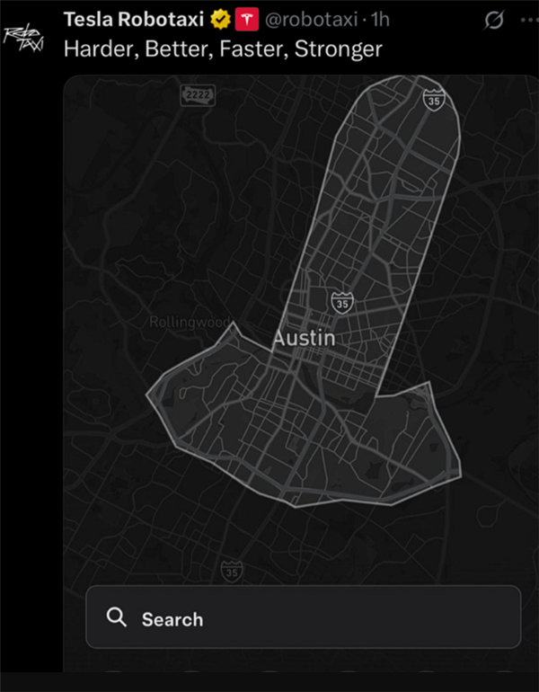 特斯拉Robotaxi服务区域形状引质疑 媒体:迎合马斯克低级趣味