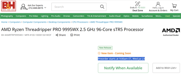 最高96核93000元!AMD线程撕裂者9000系列CPU上架