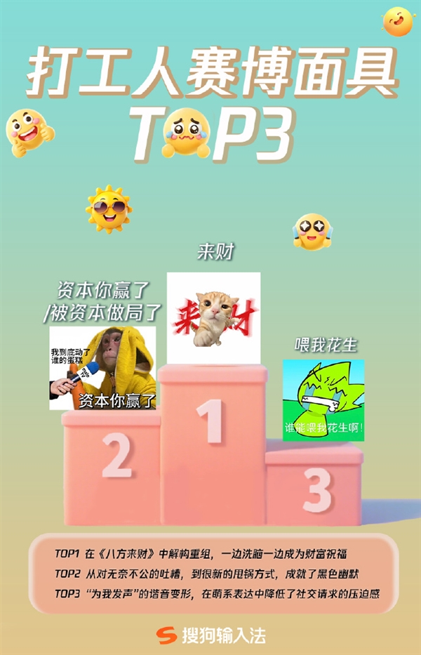 搜狗输入法发布2025年表情包年中盘点:闪光青蛙最抽象