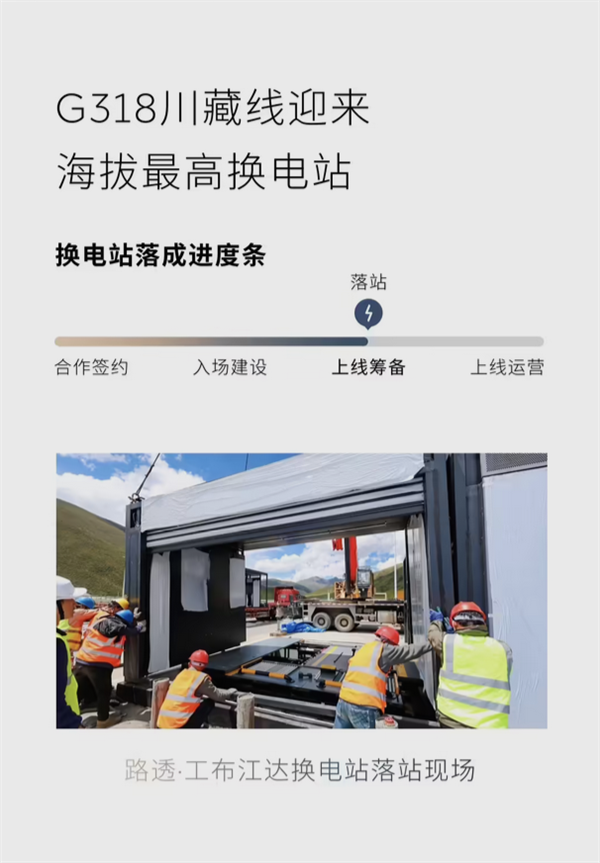 全球最高!蔚来工布江达换电站落成 海拔4500米