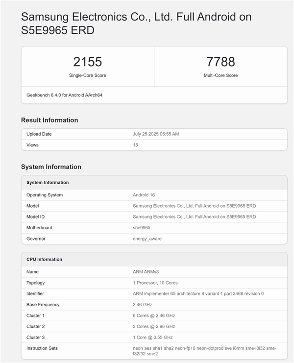 全球首款2nm芯片！三星Exynos 2600现身：10核心设计