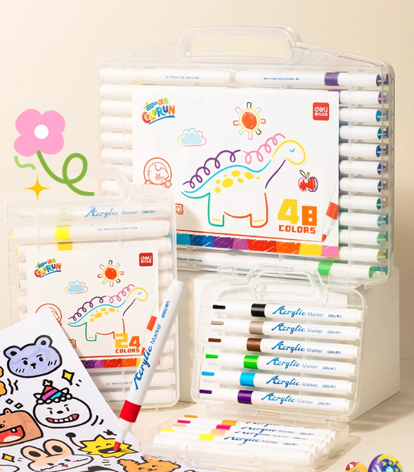 尼龙笔头更耐磨 得力12色水彩笔限时优惠 到手6.8元