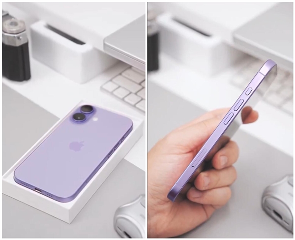 果粉一眼认出是新款!iPhone 17机模紫色开箱上手