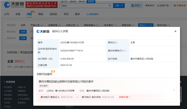 进军AI领域二次创业后 王自如再成被执行人 执行标的超246万